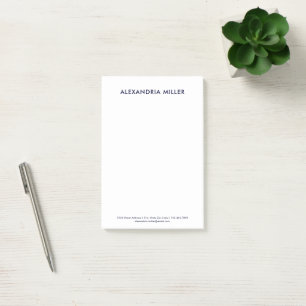 Personalised Navy Blue Minimalist 4x6 Post-it Notes