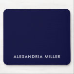 Personalised Navy Blue Minimalist Monogram Mouse Pad<br><div class="desc">Keep your workspace looking sleek and stylish with this personalised navy blue minimalist monogram mouse pad. The design features your name or initials in a simple white font on a solid navy blue background. The smooth fabric surface provides precise mouse movement and the non-slip rubber base ensures it stays in...</div>