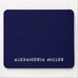 Personalised Navy Blue Minimalist Monogram Mouse Pad<br><div class="desc">Keep your workspace looking sleek and stylish with this personalised navy blue minimalist monogram mouse pad. The design features your name or initials in a simple white font on a solid navy blue background. The smooth fabric surface provides precise mouse movement and the non-slip rubber base ensures it stays in...</div>