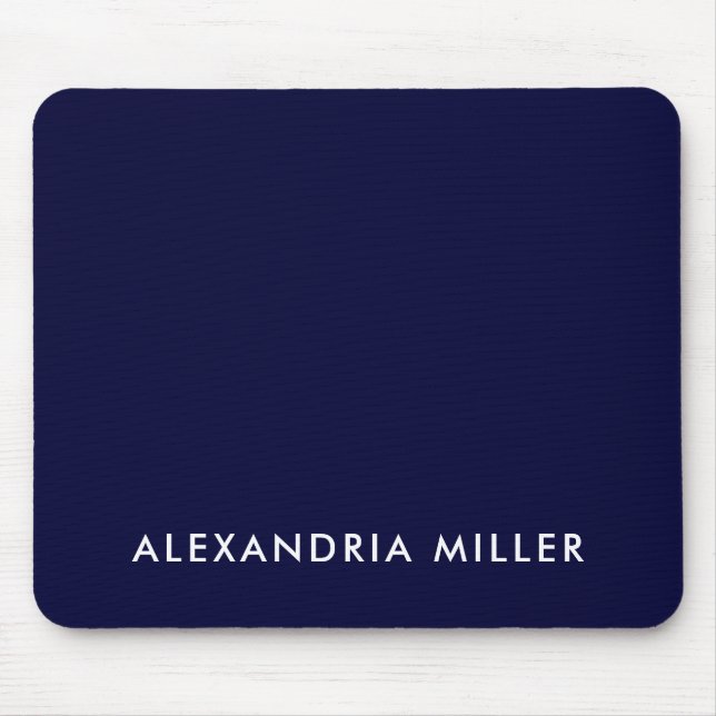 Personalised Navy Blue Minimalist Monogram Mouse Pad (Front)