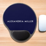 Personalised Navy Blue Modern Minimalist Gel Mouse Pad<br><div class="desc">Add a pop of colour and personality to your workspace with this personalised navy blue modern minimalist gel mouse pad featuring a name in a sleek white sans-serif font on a navy blue background. The smooth and comfortable gel wrist rest will provide support while you work or play.</div>