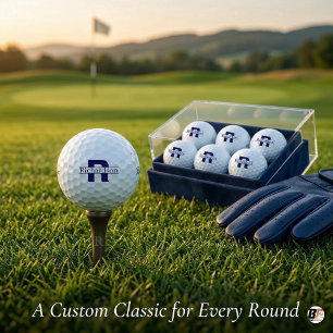 Personalised Navy Blue Monogram & Custom Name Golf Balls