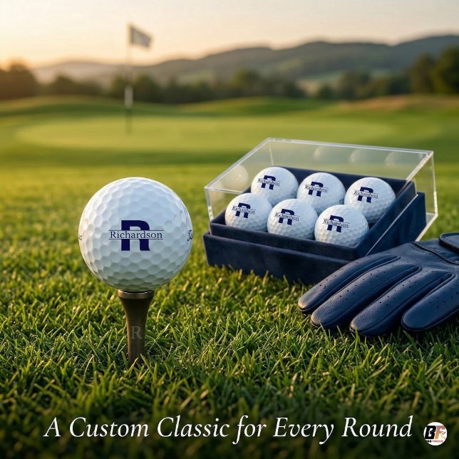 Personalised Navy Blue Monogram & Custom Name Golf Balls (Creator Uploaded)