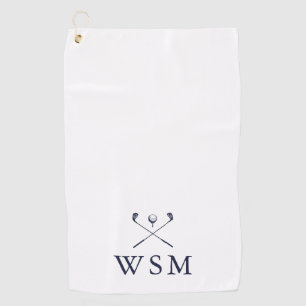 Personalised Navy Blue Monogram Golf Clubs Towel
