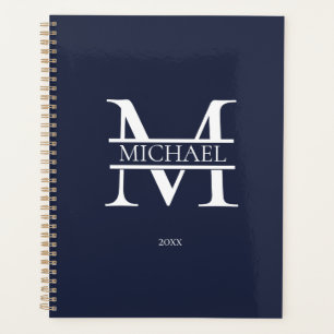 Personalised Navy Blue Monogram Initial Minimalist Planner