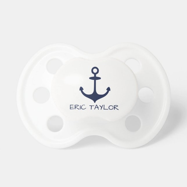 Personalised Navy Blue Nautical Anchor Dummy (Front)