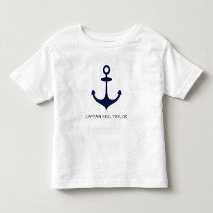 Personalised Navy Blue Nautical Anchor Toddler T-Shirt