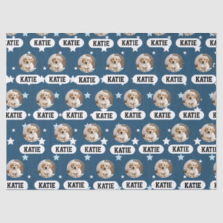 Personalised Navy Blue Pet Photo Star Pattern Tissue Paper