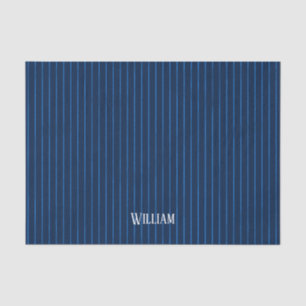 Personalised navy blue pinstripes tissue paper