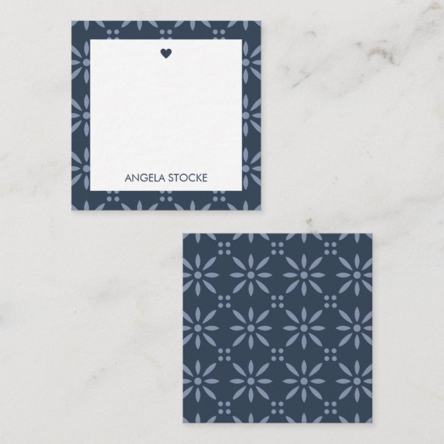 Personalised Navy Blue Retro Flower Card (Front/Back)