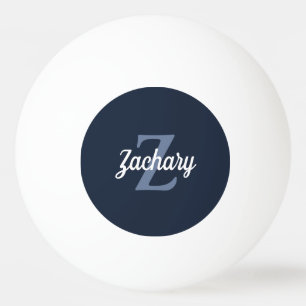 Personalised Navy Blue Retro Monogram Ping Pong Ball