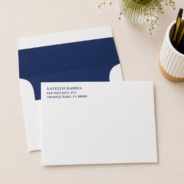 Personalised Navy Blue Return Address Envelope (Creator Uploaded)