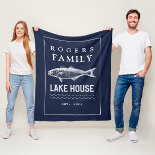Personalised Navy Blue Rustic Fleece Blanket