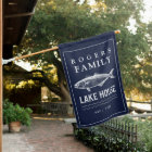 Personalised Navy Blue Rustic Lake House Flag
