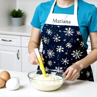 Personalised Navy Blue Snowflake Christmas Apron