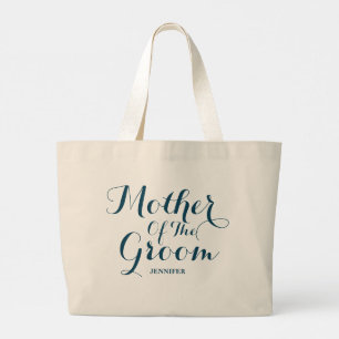 Personalised Navy blue wedding mother of the groom Large Tote Bag