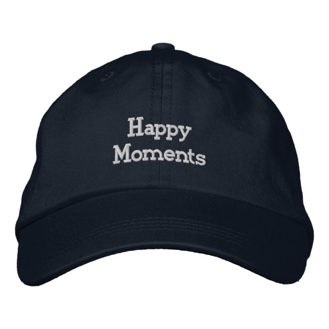 Personalised Navy Cap with "Happy Moments" Hat (Front)