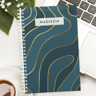Personalised Navy & Gold Abstract Planner