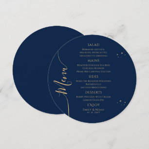 Personalised Navy Gold Celestial Stars Wedding Menu