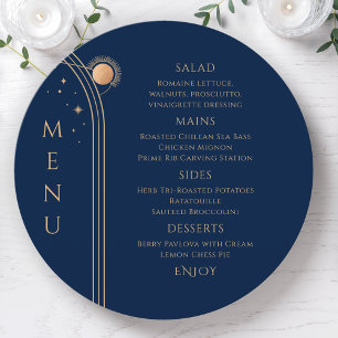 Personalised Navy Gold Celestial Wedding Menu