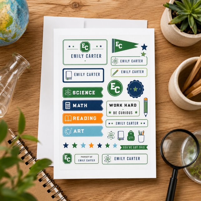 Personalised Navy Green Science School Cover  (Personalized Navy Green Science School Cover
)