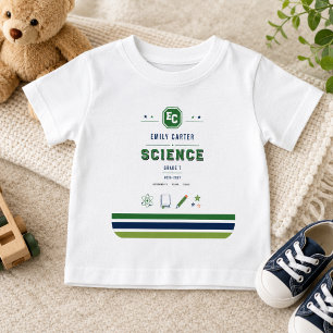 Personalised Navy Green Science School Cover Baby T-Shirt