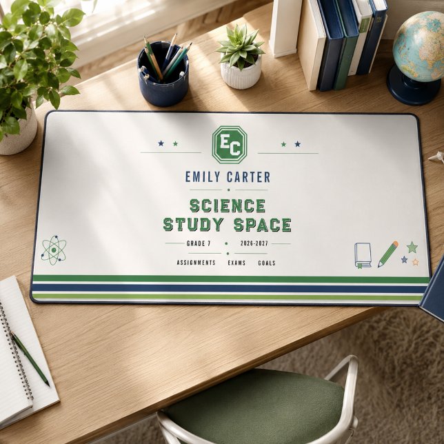 Personalised Navy Green Science School Cover Desk Mat (Personalized Navy Green Science School Cover Desk Mat
)