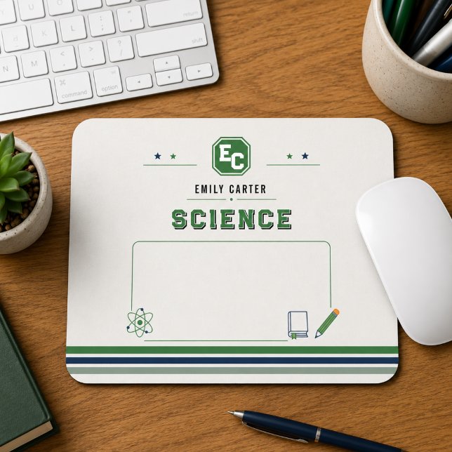 Personalised Navy Green Science School Cover Mouse Pad (Personalized Navy Green Science School Cover Mouse Pad
)