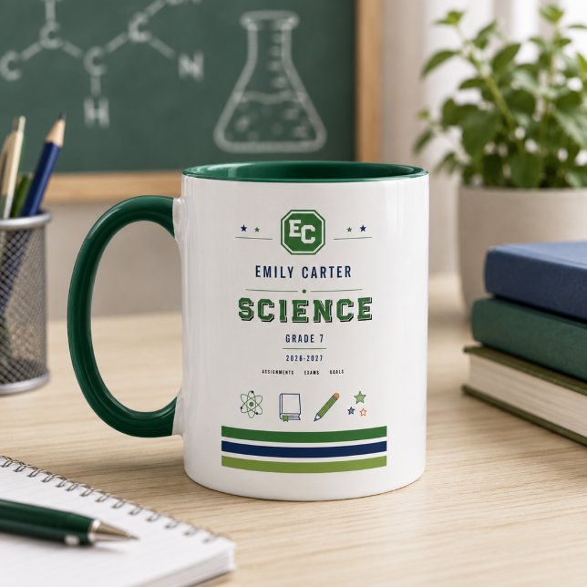 Personalised Navy Green Science School Cover Mug (Personalized Navy Green Science School Cover Mug
)