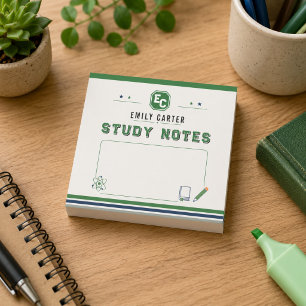Personalised Navy Green Science School Cover Post-it Notes