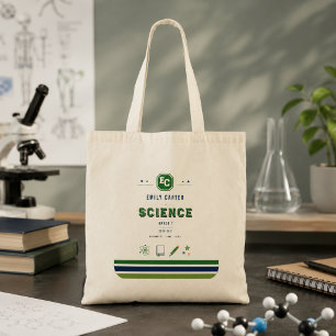 Personalised Navy Green Science School Cover Tote Bag