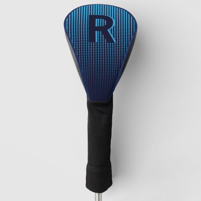 Personalised Navy Halftone Monogram Initial Golf Head Cover (Front)