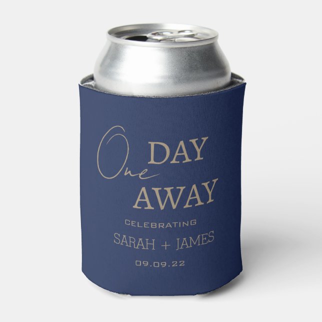 Personalised Navy One Day Away Wedding Party Can Cooler (Can Front)