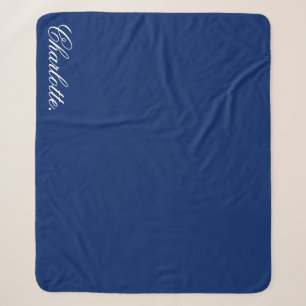 Personalised Navy Sherpa Blanket with Custom Name
