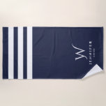 Personalised Navy stripes Beach Towel<br><div class="desc">Personalised Monogram.</div>