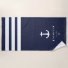 Personalised Navy stripes Beach Towel