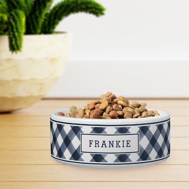Personalised Navy & White Buffalo Plaid Bowl (Creator Uploaded)