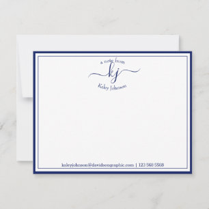 Personalised Navy White From The Desk Of Note Card