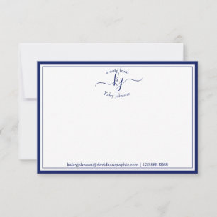 Personalised Navy White From The Desk Of Note Card