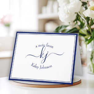 Personalised Navy White From The Desk Of Note Card