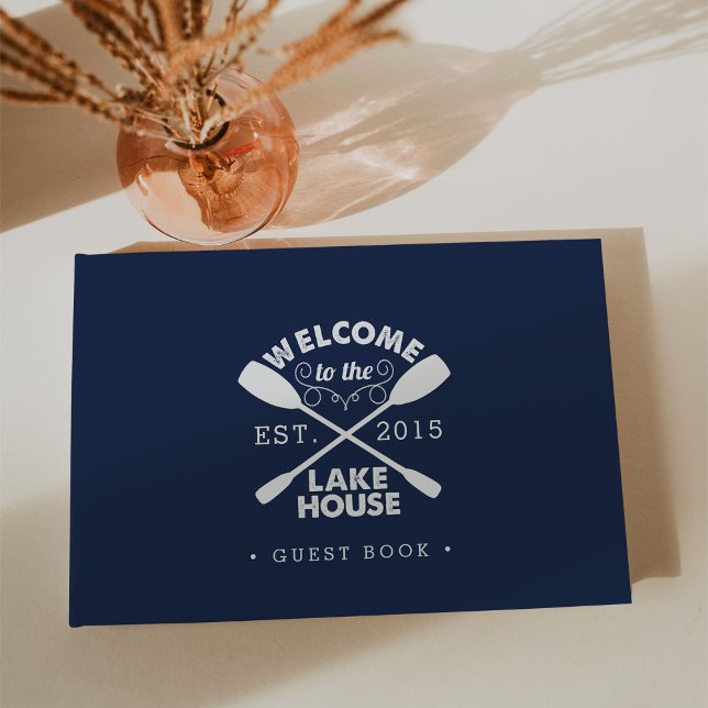 Personalised Navy & White Lake House Guest Book (Creator Uploaded)