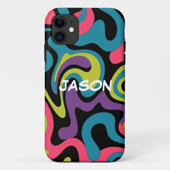 Personalised Neon Abstract Pattern — Retro Design Case-Mate iPhone Case (Back)
