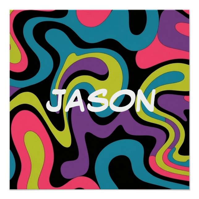 Personalised Neon Abstract Pattern — Retro Design Poster (Front)
