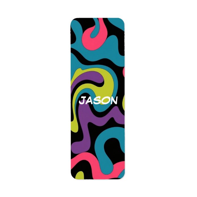 Personalised Neon Abstract Pattern — Retro Design Return Address Label (Front)