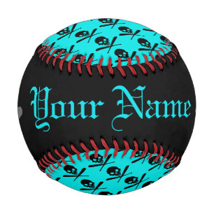 Personalised Neon Baseball Skull and Crossed Bats