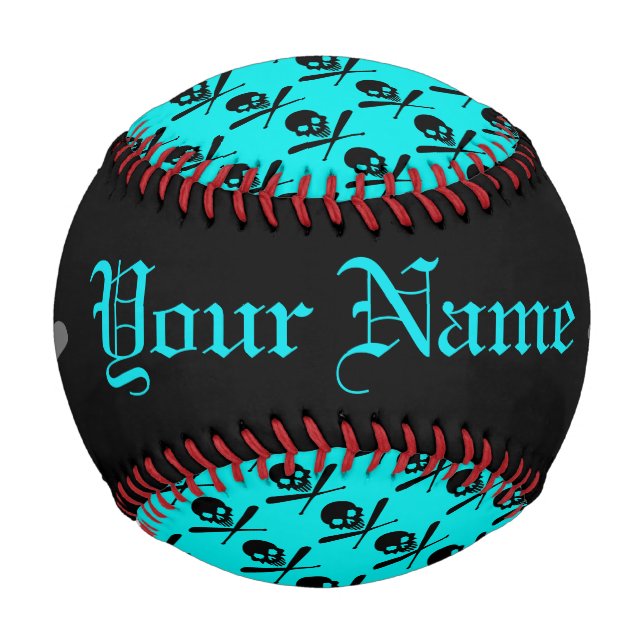Personalised Neon Baseball Skull and Crossed Bats (Front)