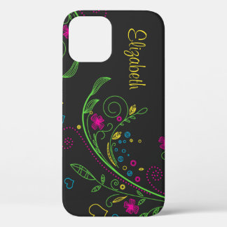 Personalised Neon Floral Flower iPhone 12 Pro Case