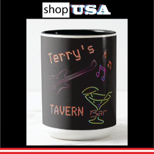 Personalised Neon Mancave Mug 🍺 Faux Tavern Club 