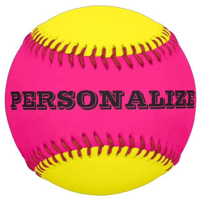 Personalised neon pink and yellow softball gift (Back)