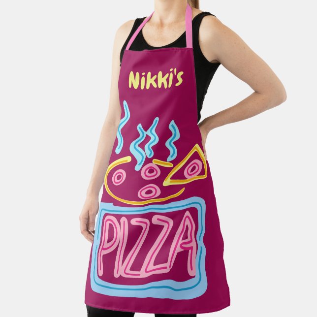Personalised Neon Pizza Apron (Insitu)